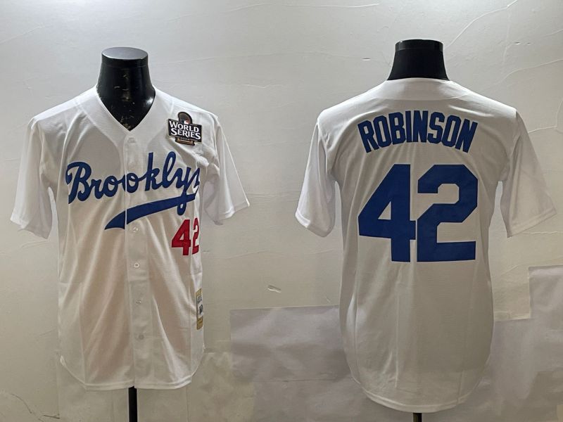 Men Los Angeles Dodgers #42 Robinson White Throwback Game 2025 Nike MLB Jersey style 1